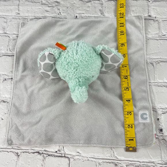 Boppy Elephant Lovey Baby Security Blanket Aqua Finger Puppet Chevron Satin Back - Picture 3 of 8